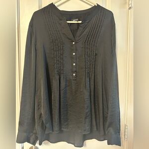 DKNY Charcoal Pleated Blouse